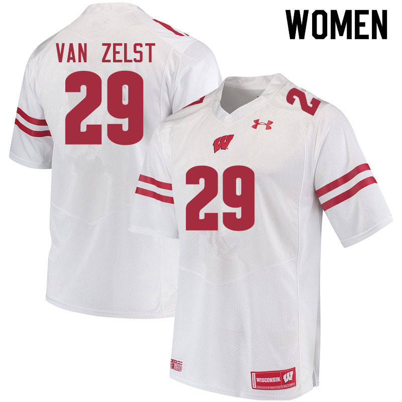 Wisconsin Badgers Women's #29 Nate Van Zelst NCAA Under Armour Authentic White College Stitched Football Jersey IJ40D74MB